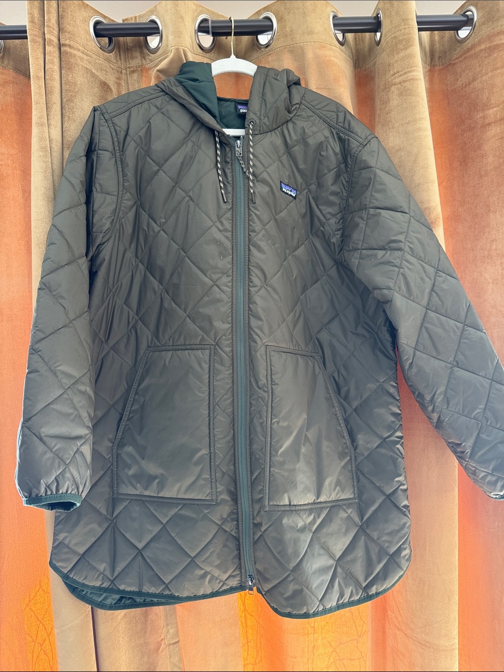 Patagonia Women’s Quilted Hooded Puffer Jacket - Olive